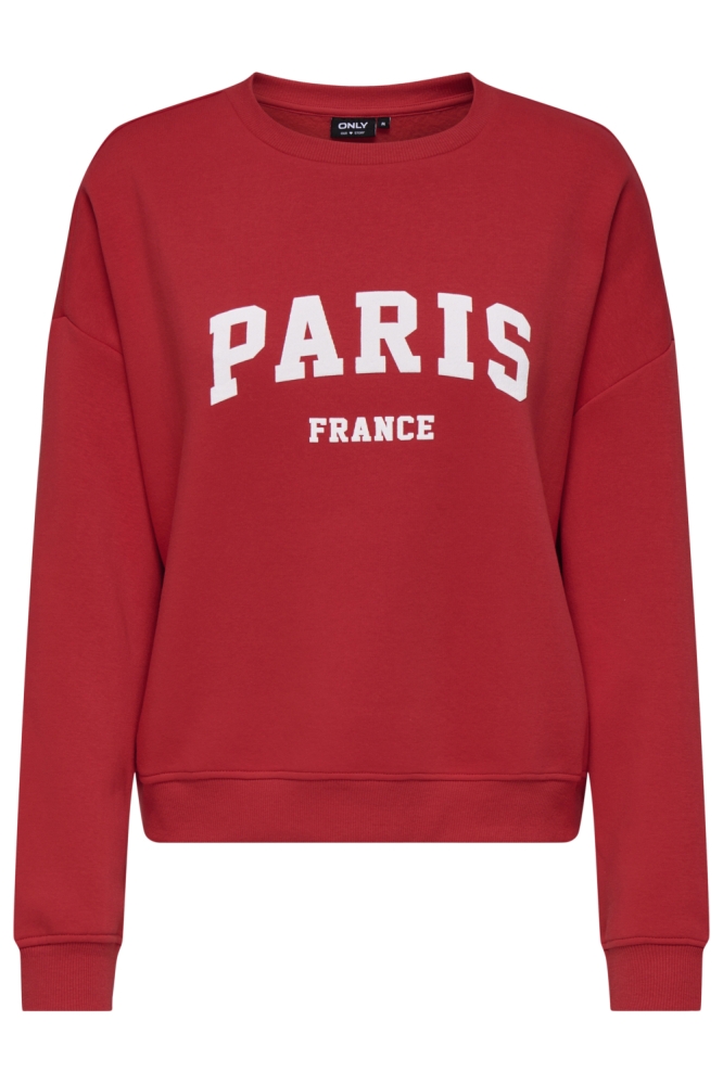 ONLSWEAT LIFE L/S CREW O.SIZE STATE 15254183 TRUE RED/PARIS FRANCE